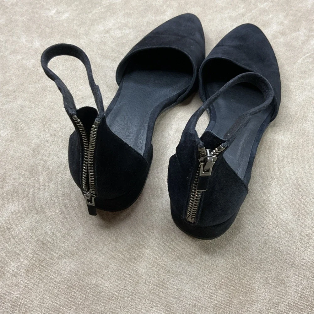 Eileen Fisher Heels 7.5 Sandals Ankle Strap Block Black Suede Vero Cuoio Career